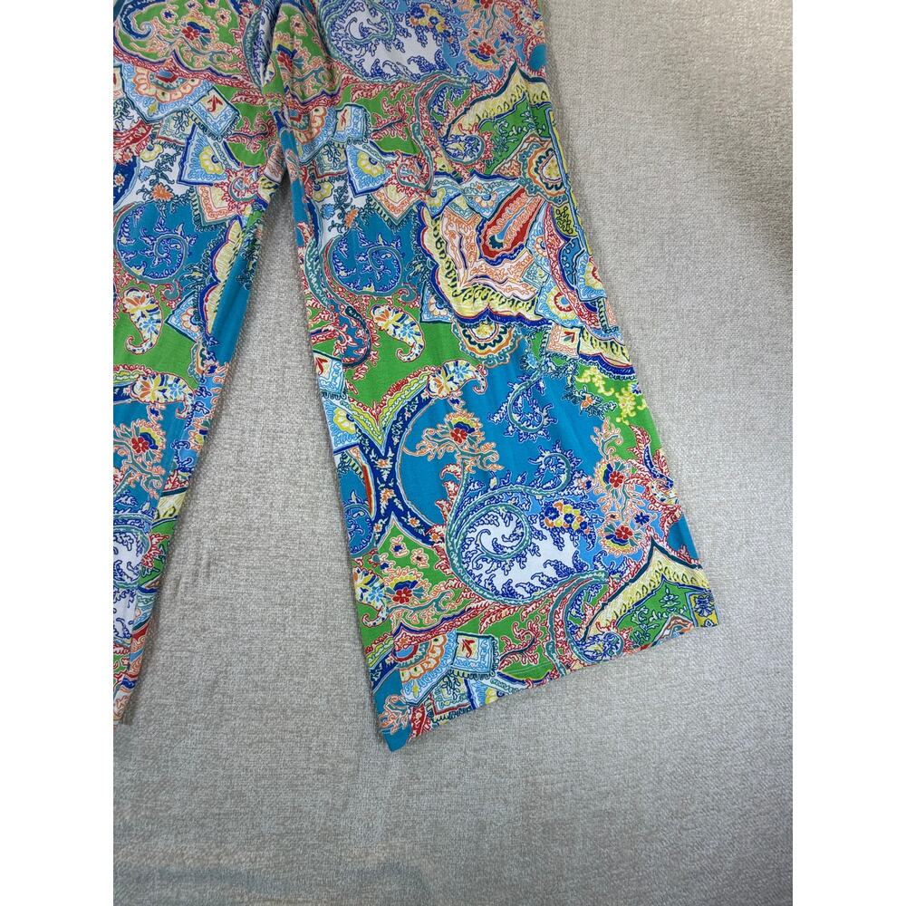 Lauren Ralph Lauren Womens Large Blue Floral Paisley Wide Leg Palazzo Pants Boho - Picture 9 of 10